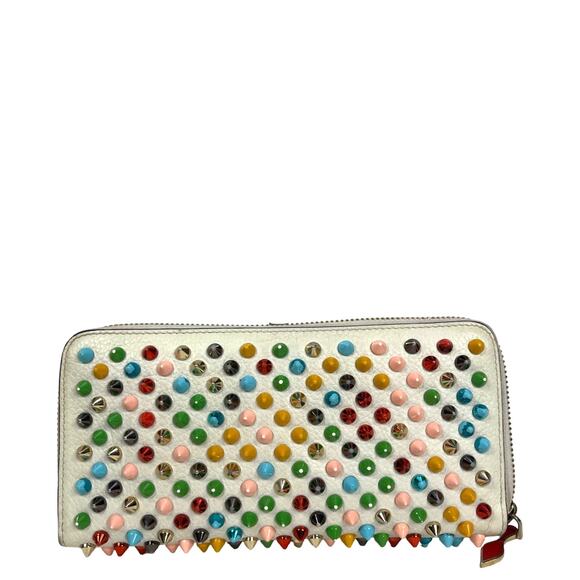 Christian Louboutin Panettone Spiked Zip Around Wallet White Multicolor - Picture 7 of 16
